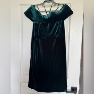 NWT Forest green off the shoulder velvet dress